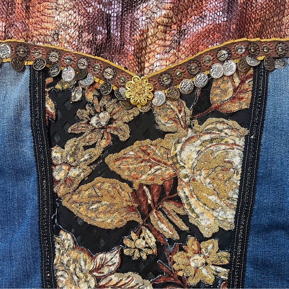Upcycled Denim Jean Jacket Jessica Simpson Sz 3X Hand Embellished OOAK EUC - Picture 10 of 16
